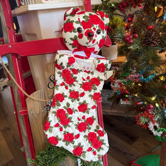 Vintage 3D Milaca Roses & Lace Teddy Stocking - Picture 5 of 12